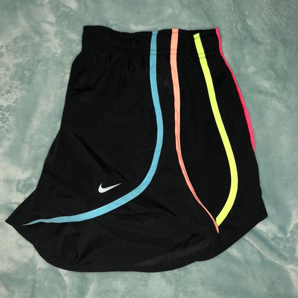 NEW Nike DriFit Black Rainbow Trim Running Shorts